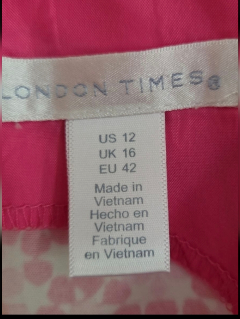 London Times Mandalla Pink, Green, and White Shift Dress Size 12 - Picture 5 of 5